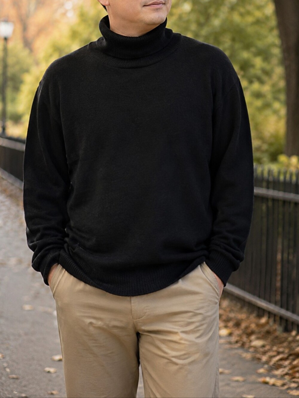 NWT Black Brown 1826 Men’s 100% Wool Turtleneck Knit Sweater Black